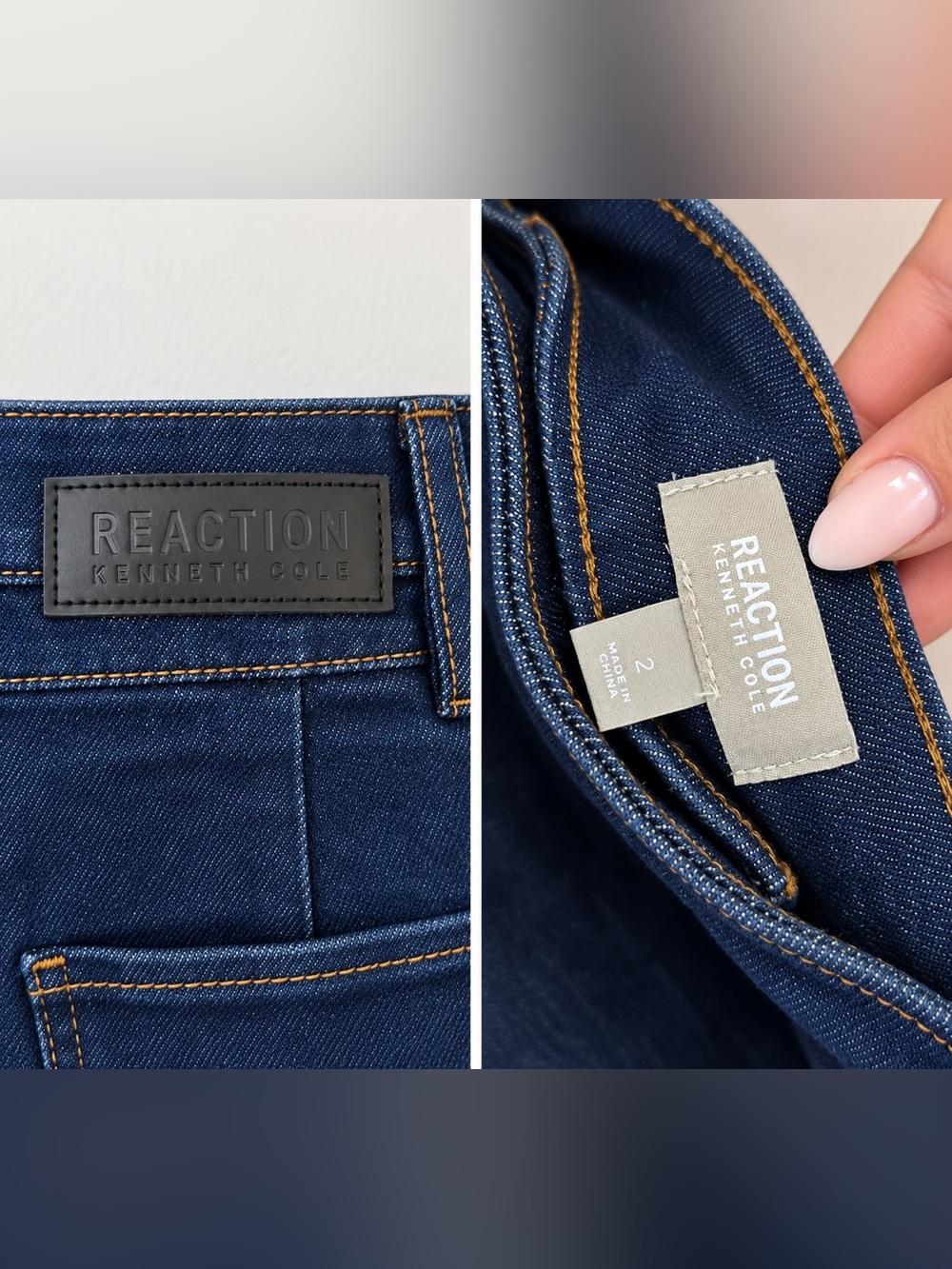 Kenneth Cole Reaction Indigo Wide Leg Jeans with Contrast Stitching